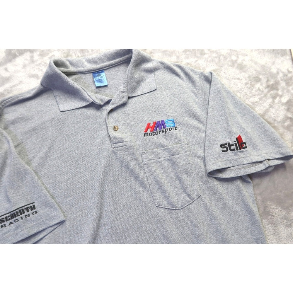 HMS Motorsports Schroth Racing Polo Size L Gray‎ Golf NASCAR